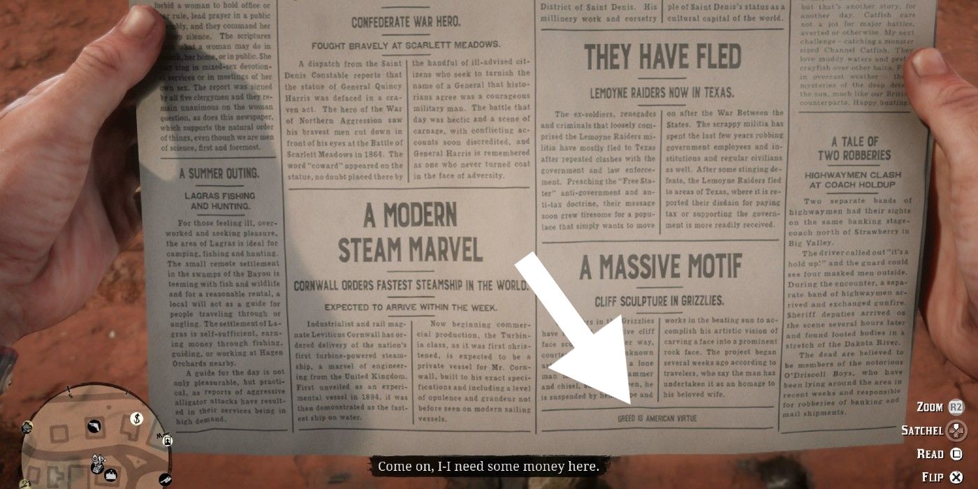 RDR2 Cheat Code Locations Newspaper