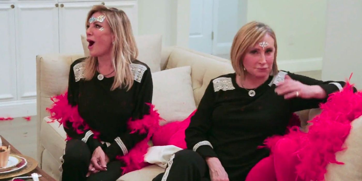 Ramona and Sonja dressed up in costume for RHONY