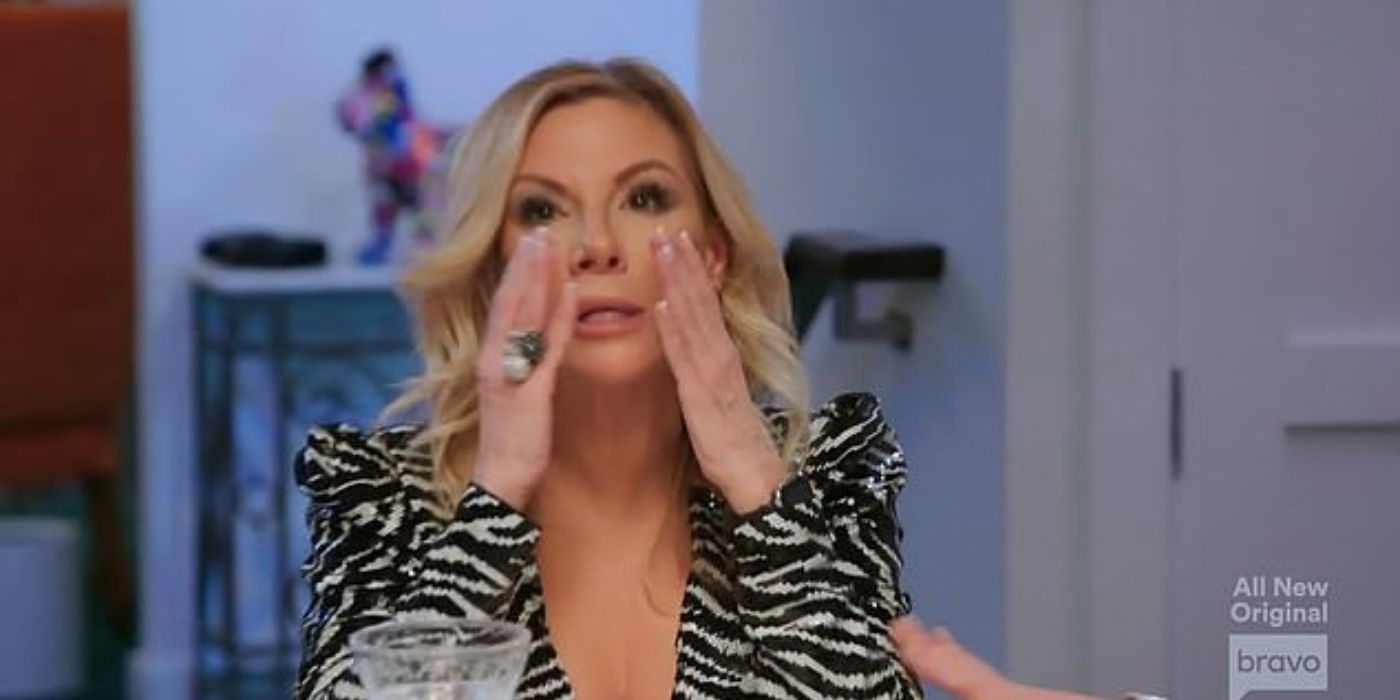Ramona Singer touching her face on RHONY