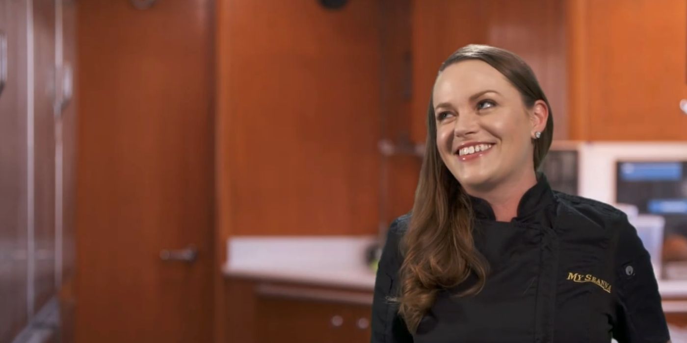 Rachel Hargrove riant dans son confessionnal pour un épisode de Bravo's Under Deck