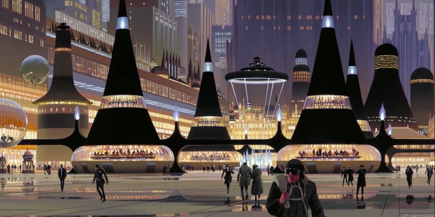Ralph McQuarrie early concept art for Coruscant used later for Coruscant Square in The Clone Wars