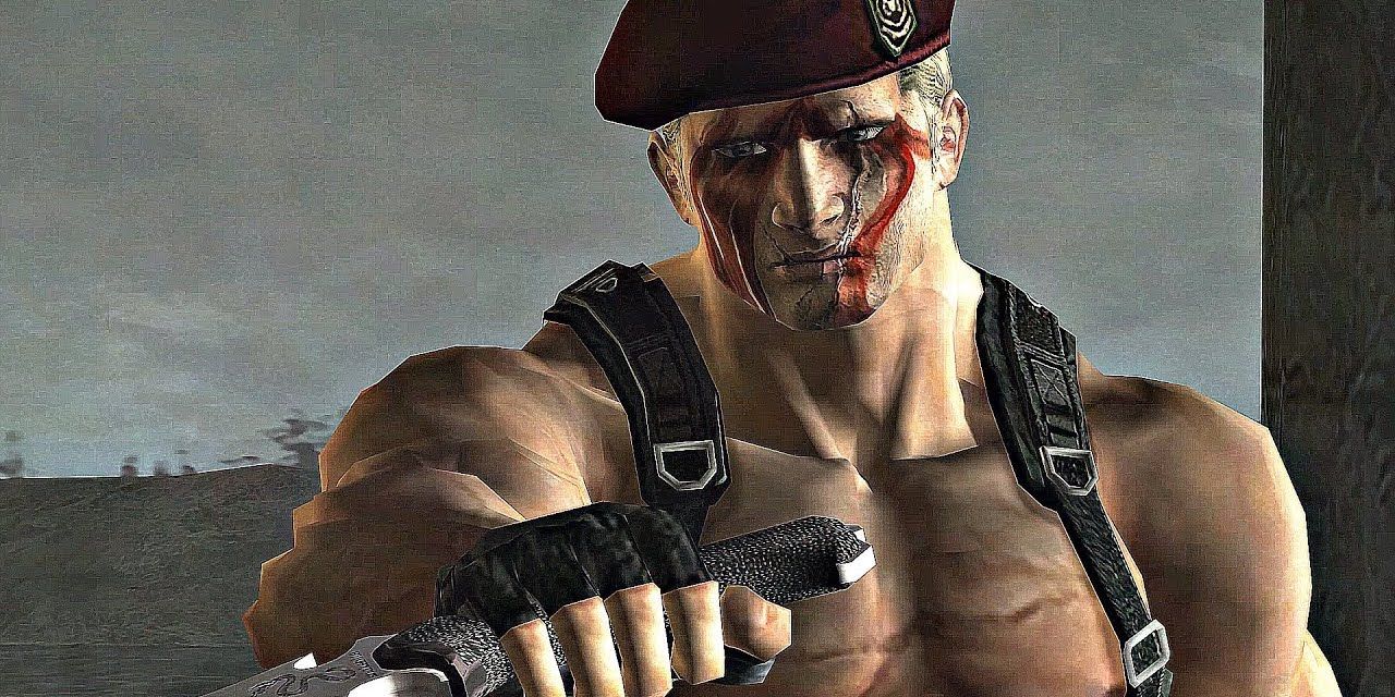 Jack Krauser hand outstretched with knife