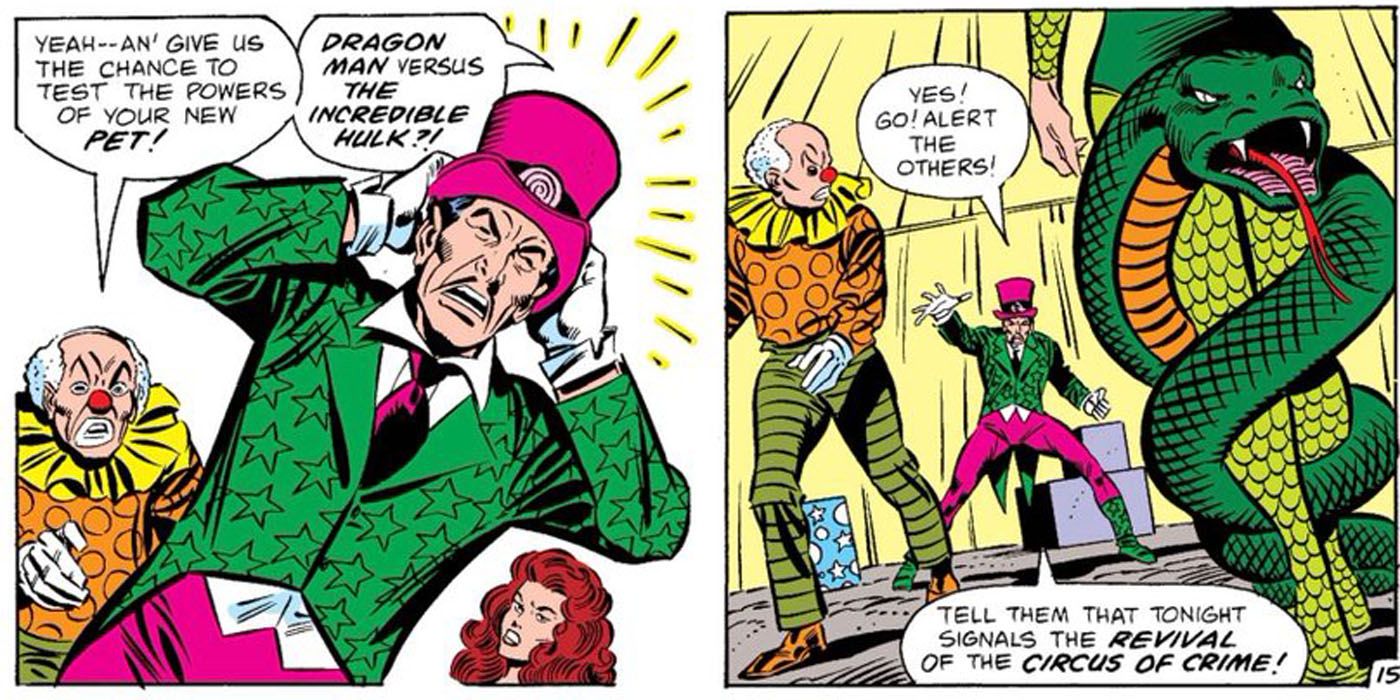 Ringmaster and Circus of Crime hunting Hulk.