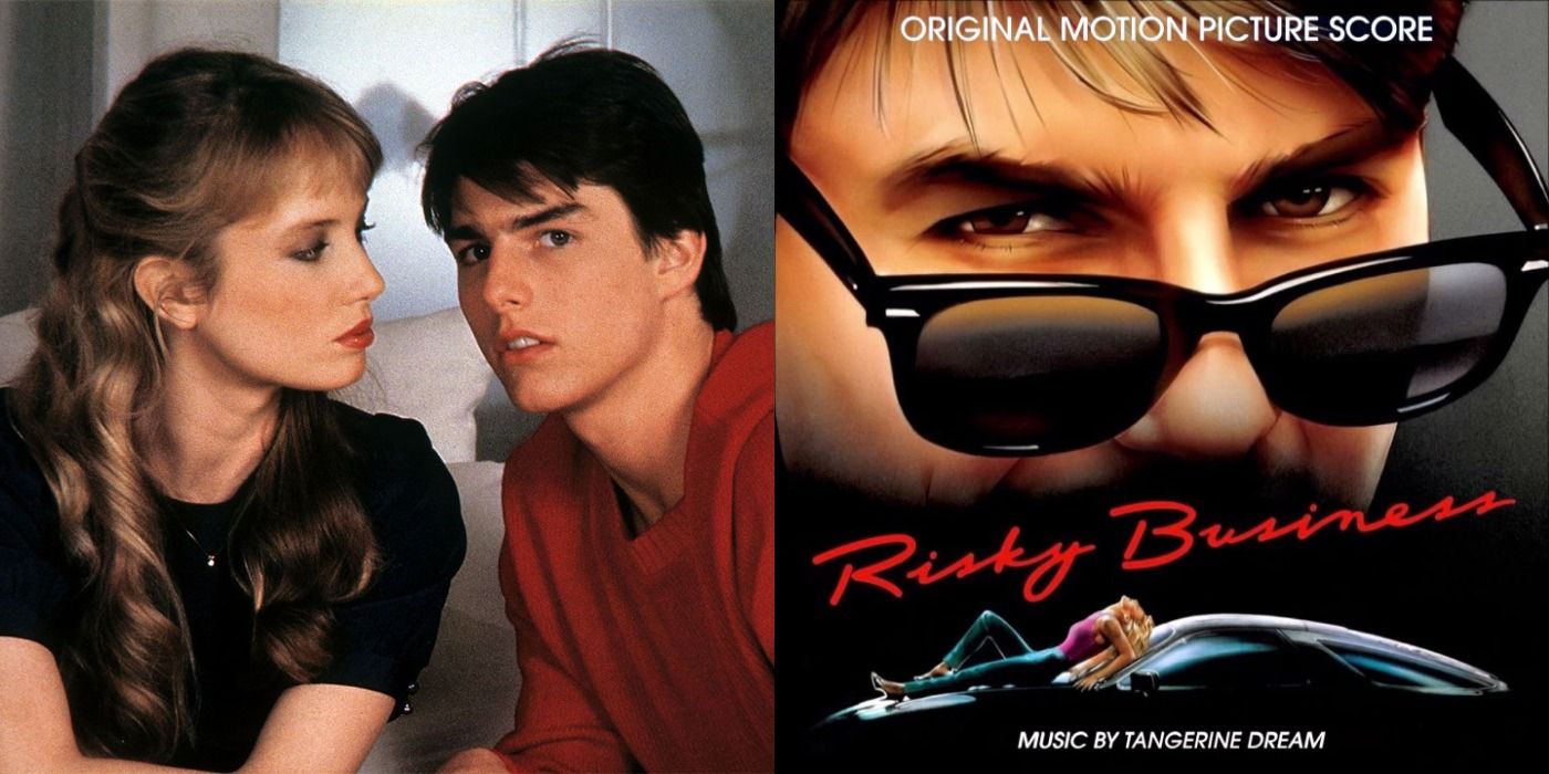 Split image showing Joel and Lana and the soundtrack to Risky Business