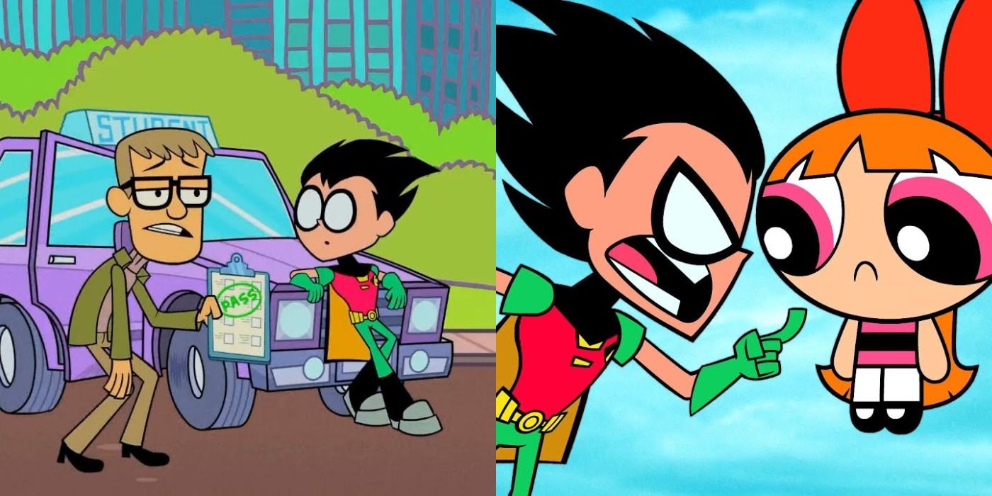 Images showing some of the best Robin moments in Teen Titans Go!