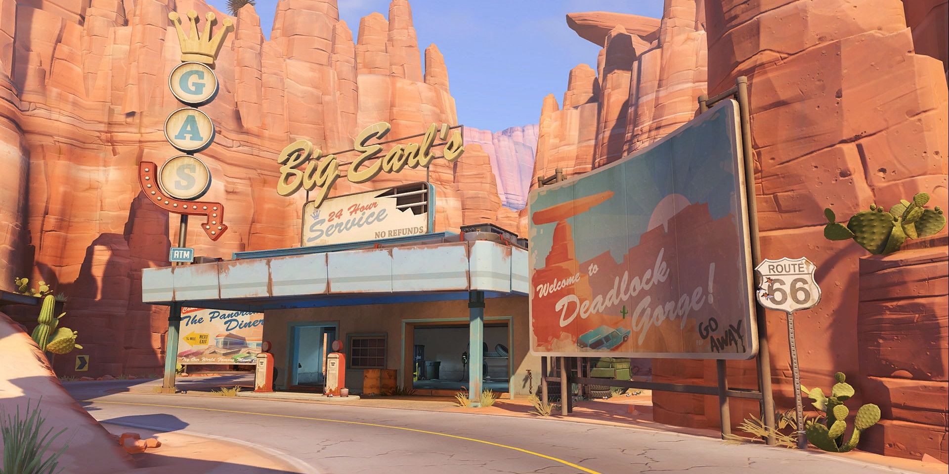 A gas station along Route 66 in Overwatch