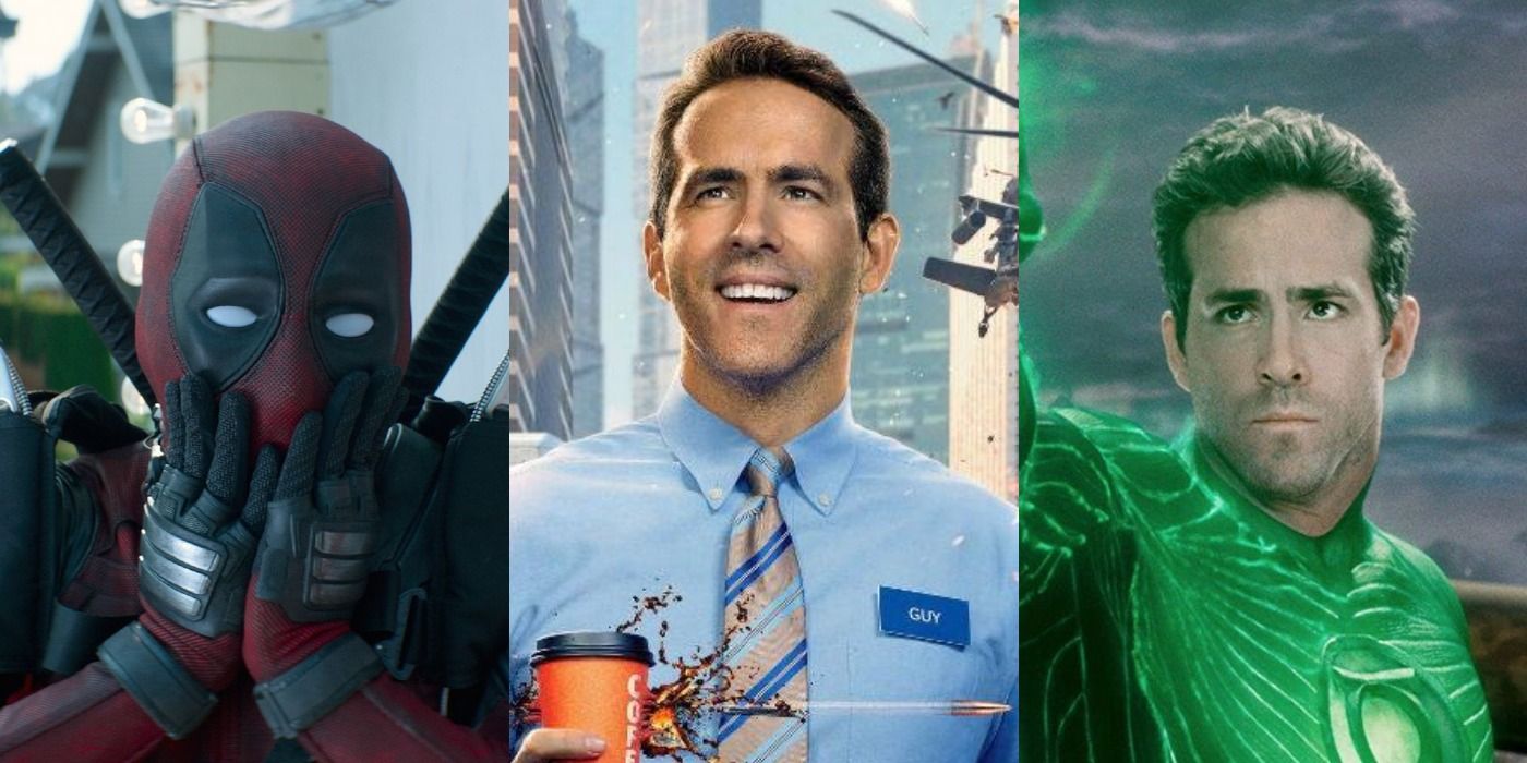 Sp;it image: Deadpool covers his mouth/ Guy walks happily/ Green Lantern holds the ring
