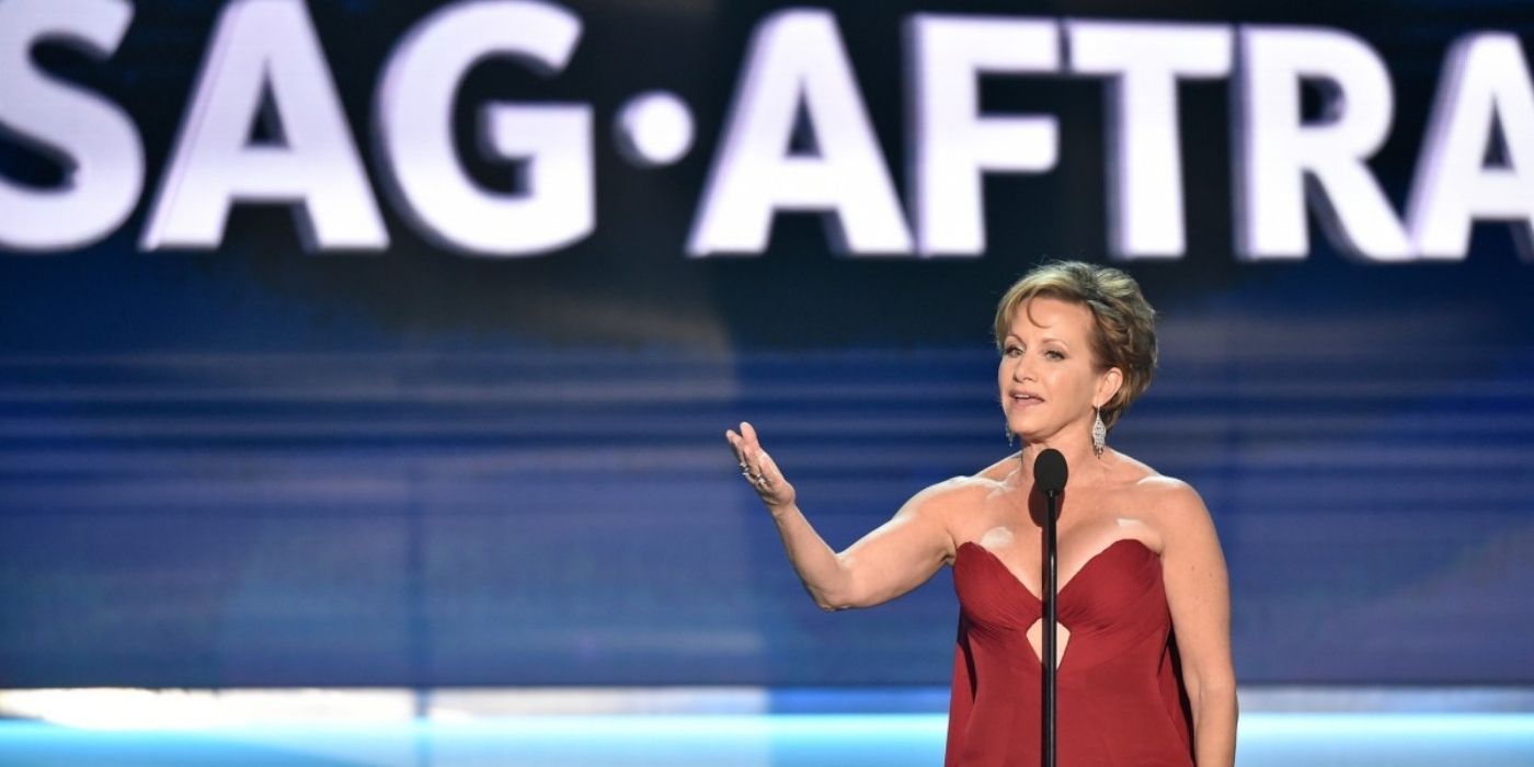 Gabrielle Carteris speaking at the SAG Awards