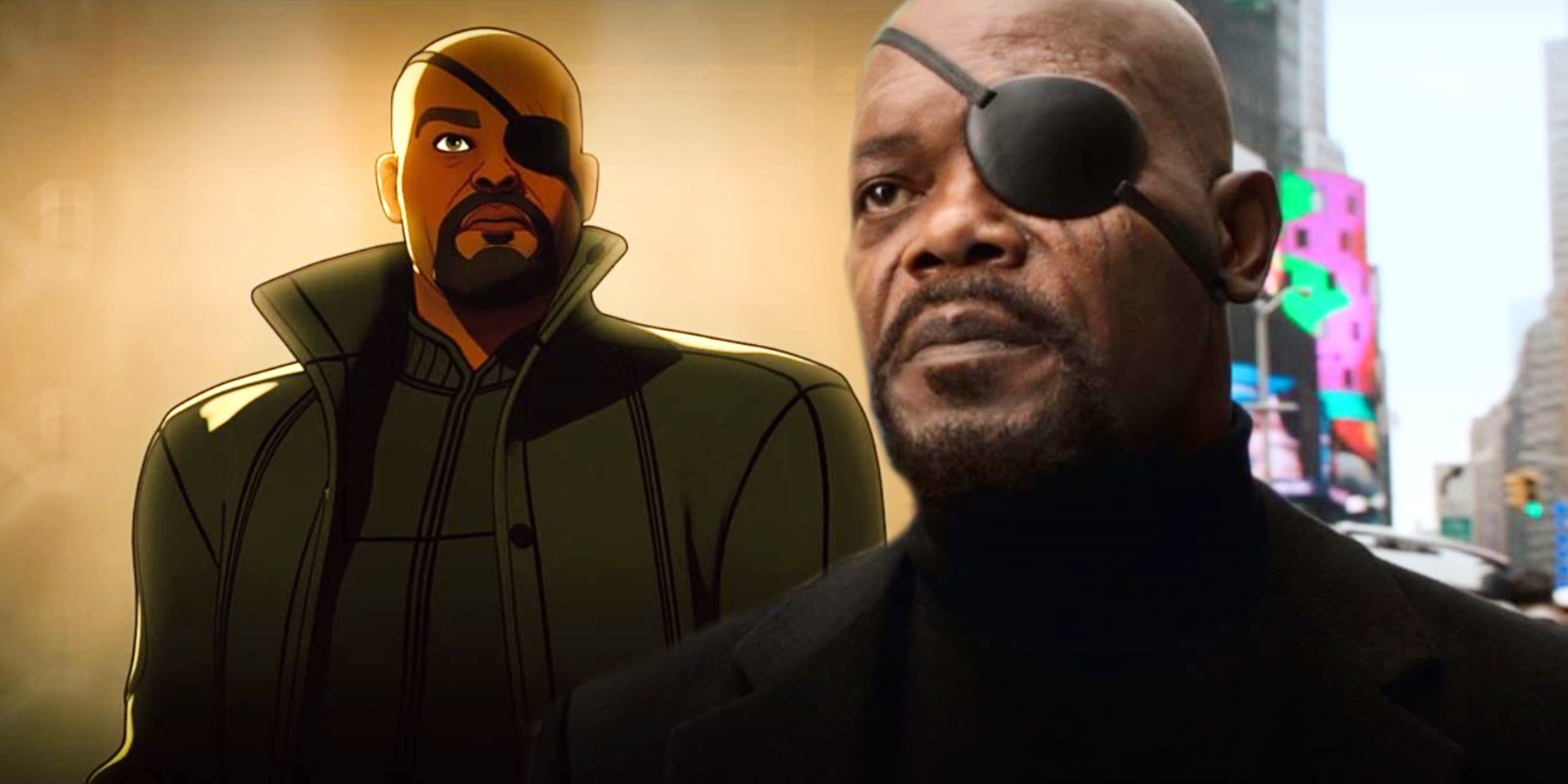 Samuel L Jackson as Nick Fury in What If and Captain America The First Avenger