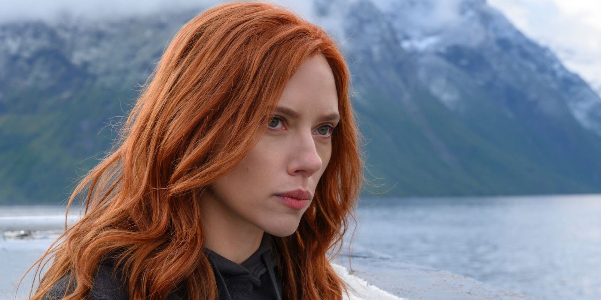 An image of Natasha Romanoff looking serious in The Avengers