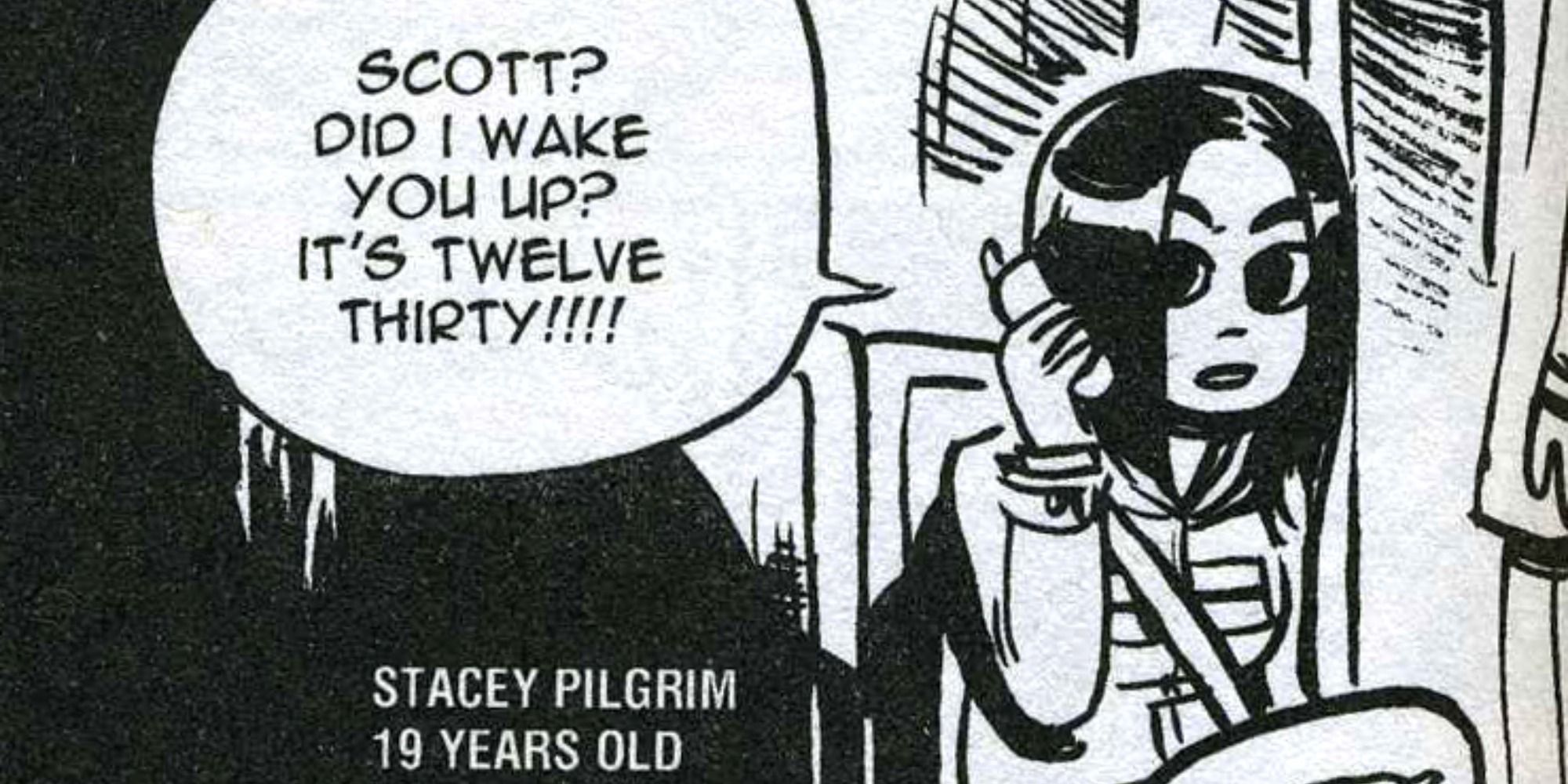 Stacey Pilgrim criticizes her older brother Scott for waking up so late in Brian Lee O'Malley's Scott Pilgrim