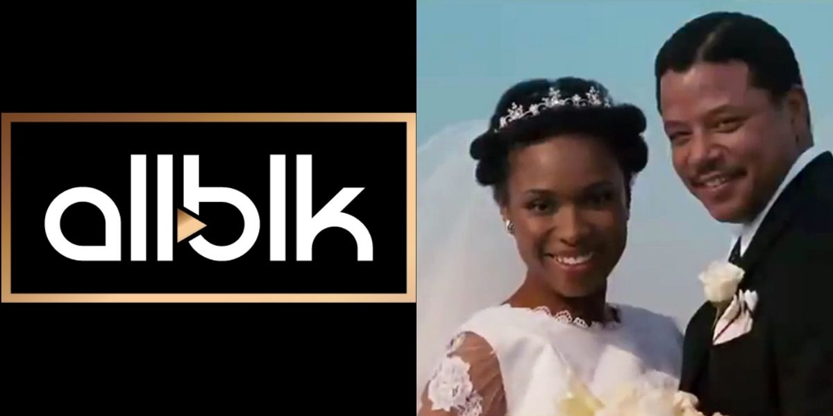Two side by side images of the logo for Allblk and Jennifer Hudson and Terrence Howard in Winnie Mandela.