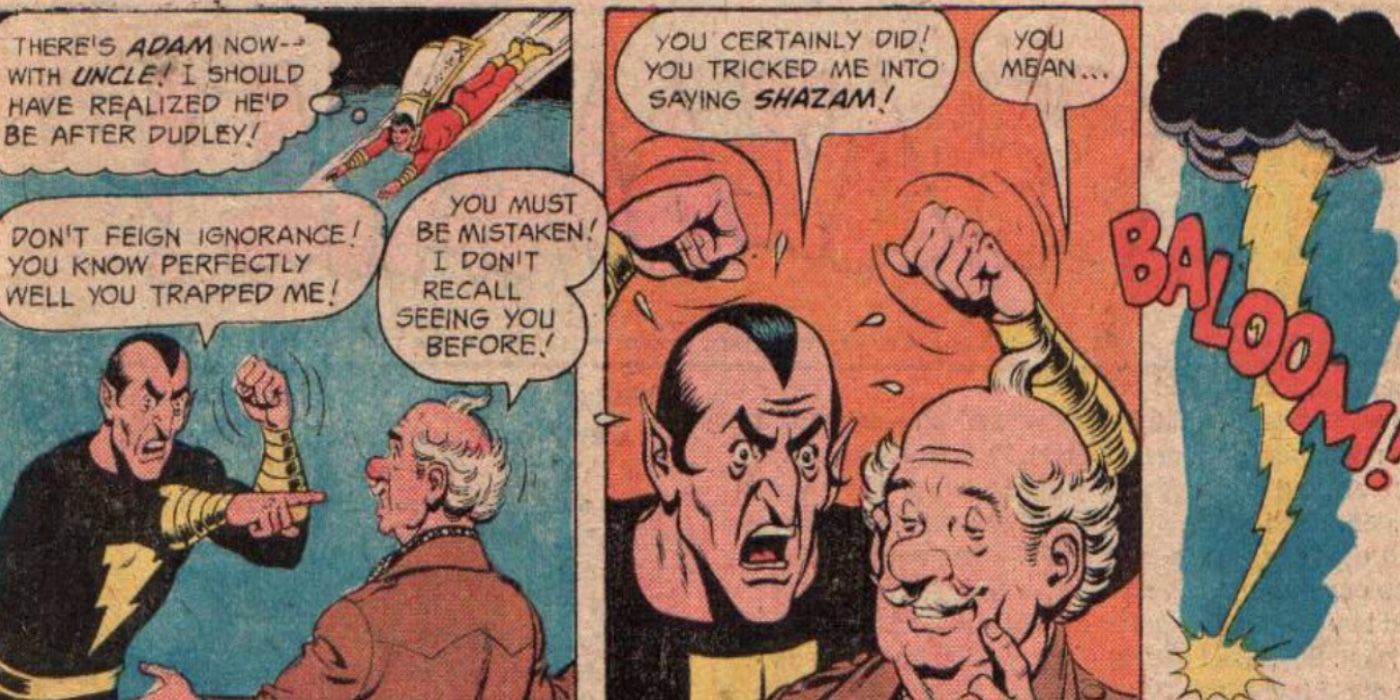 Uncle Dudley tricks Black Adam into saying Shazam