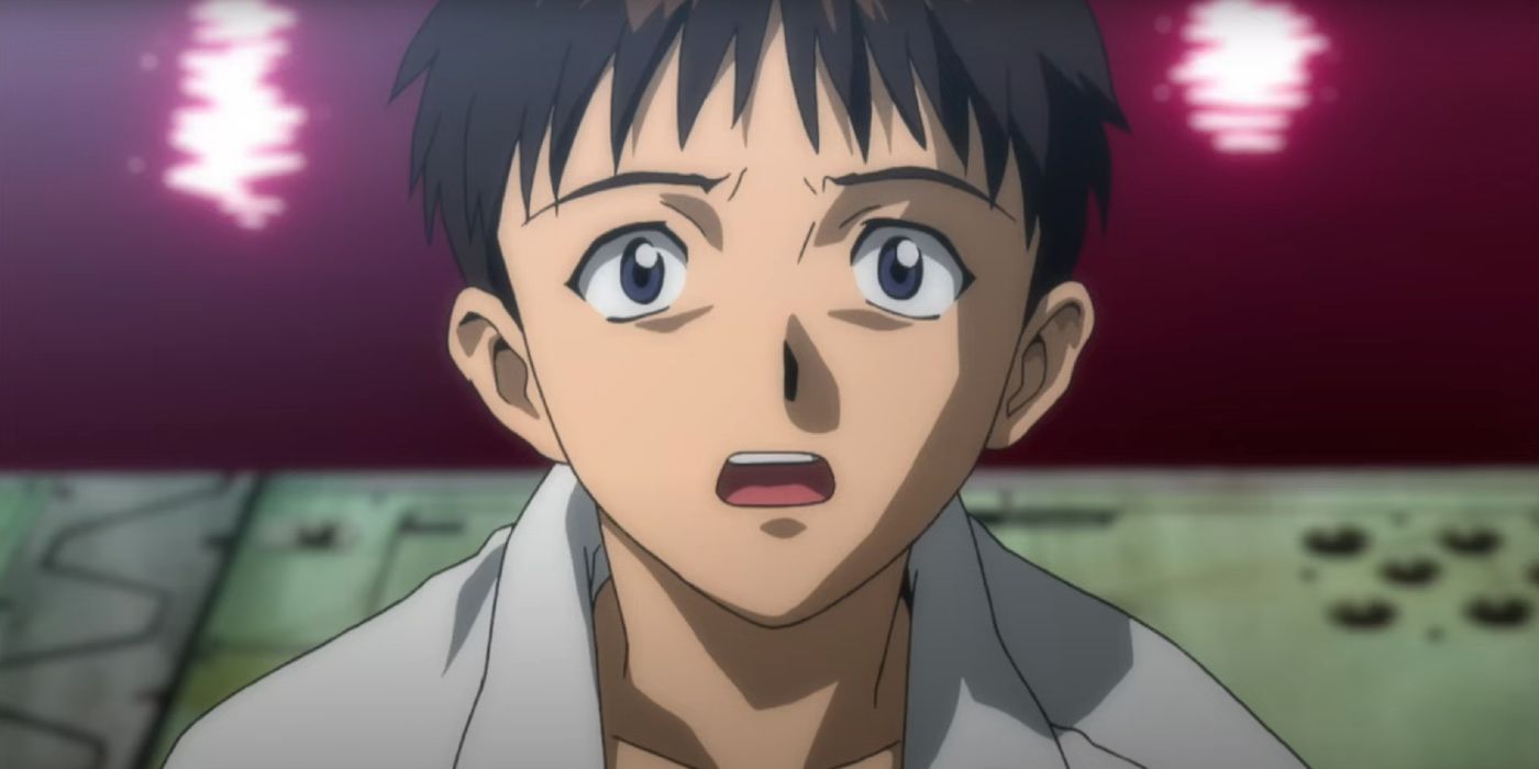 Shinji looking shocked In Evangelion 3.0+1.0 Thrice Upon A Time