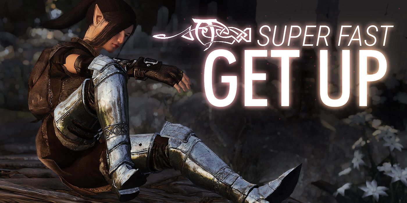 The title card for the Super Fast Get Up mod from Skyrim