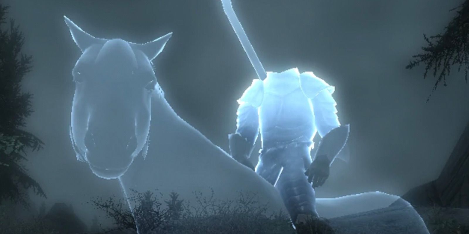 A spectral headless horseman in Skyrim