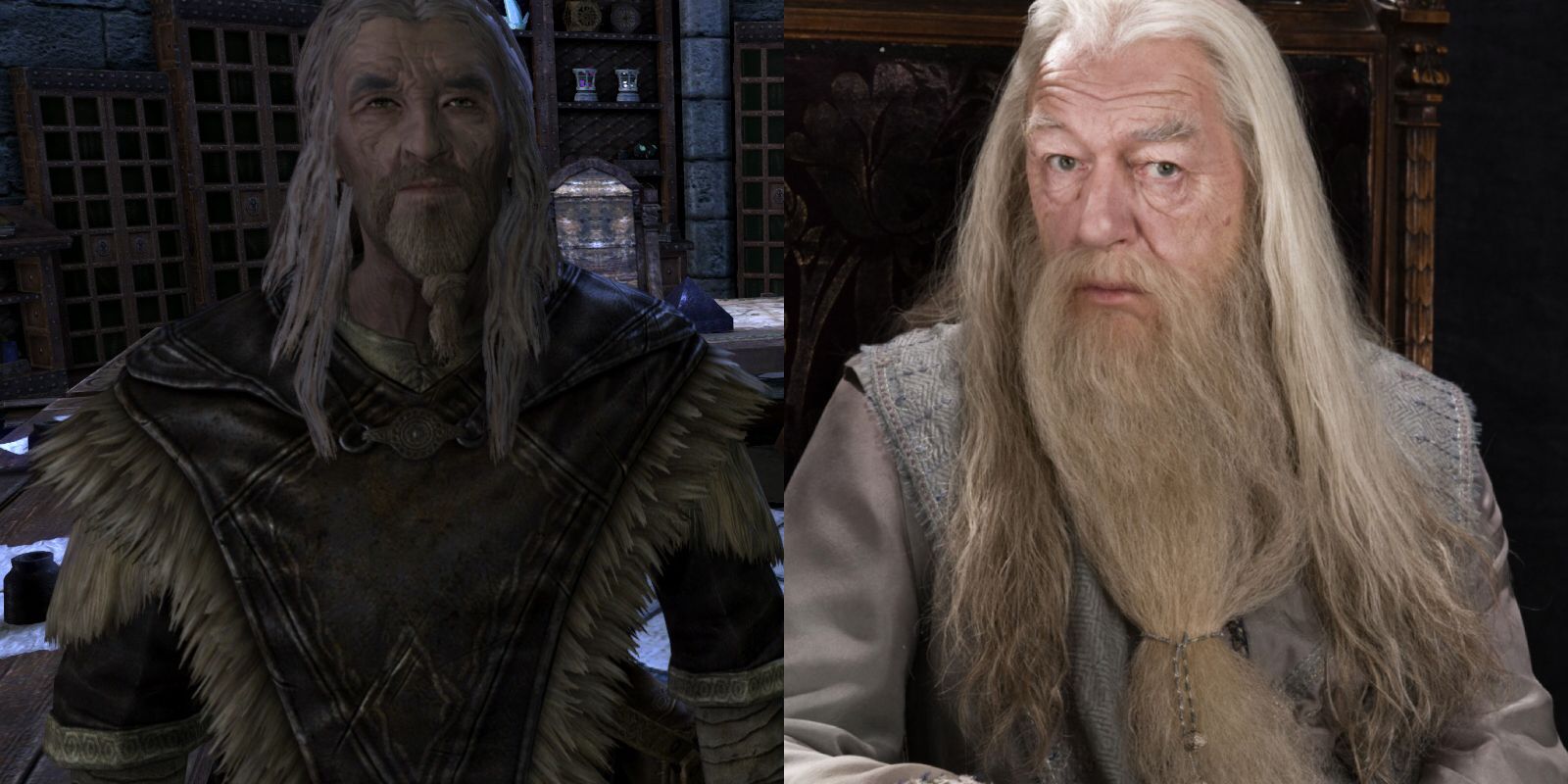 Skyrim In-Game Cosplay Famous Characters Armor Harry Potter Albus Dumbledore Tolfdir College Winterhold Mages Guild