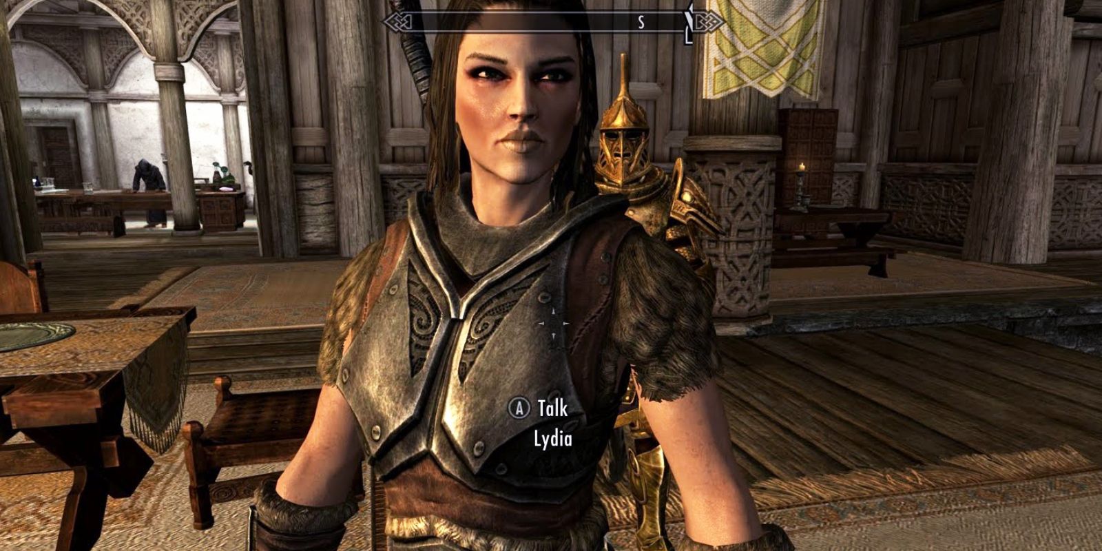 A close-up image of Lydia from Skyrim