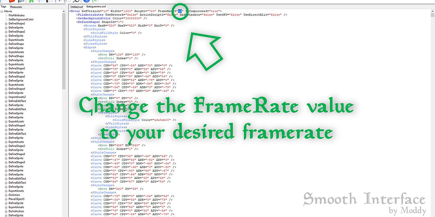 A shot of the Smooth Menu configuration file for Skyrim