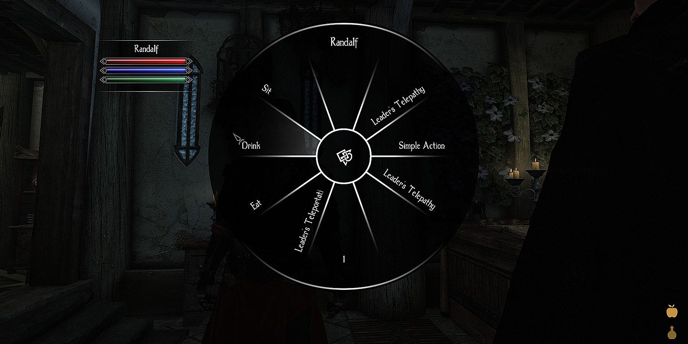 A shot of the Easy Wheelmenu mod for Skyrim
