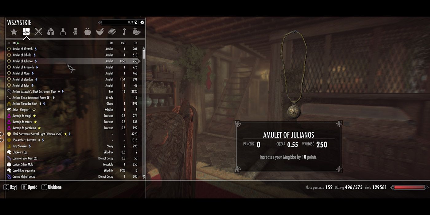 A shot of the Skyrim menu interface with an ultra-widescreen mod