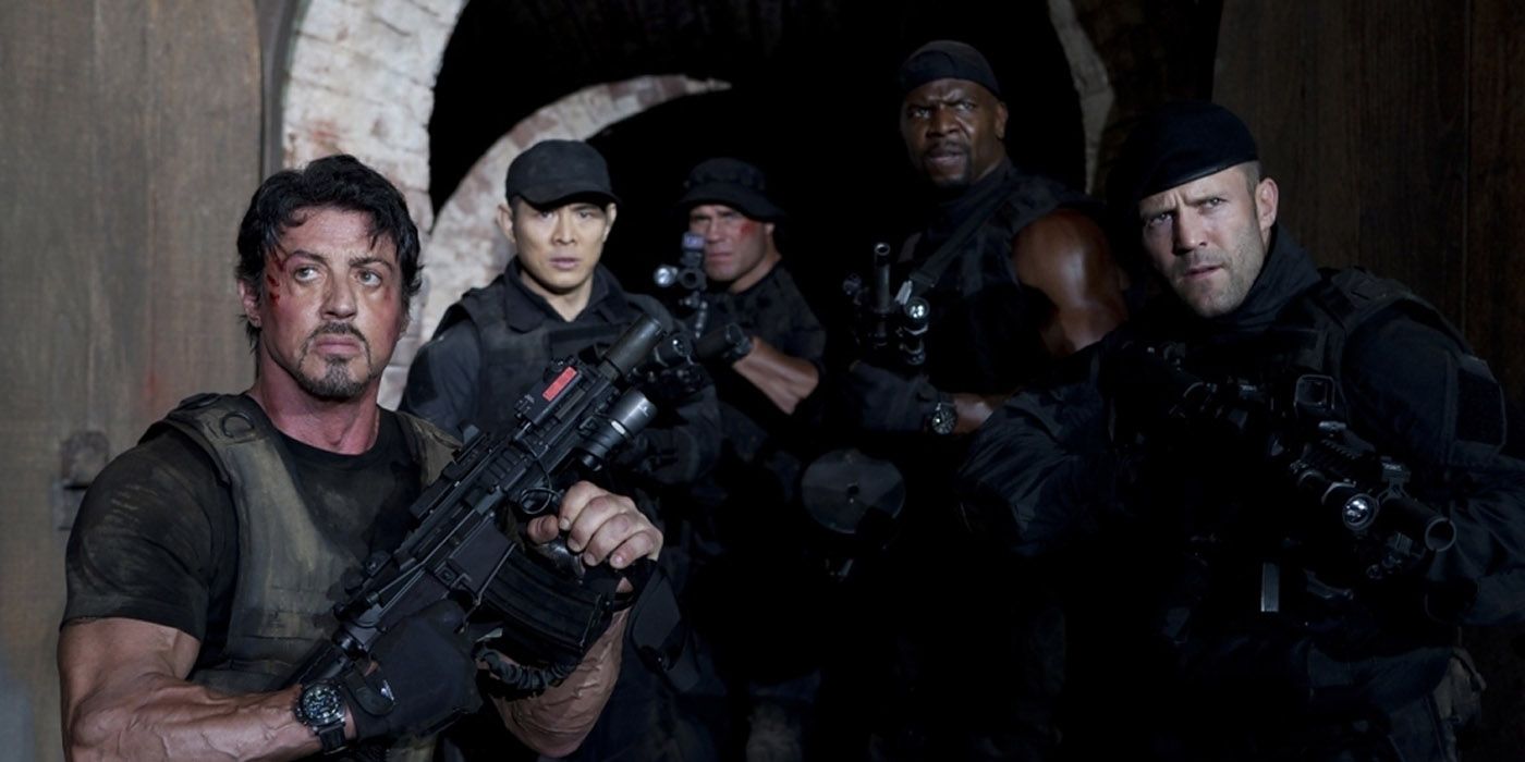 Sylvester Stallone leading his Expendables into a fight.