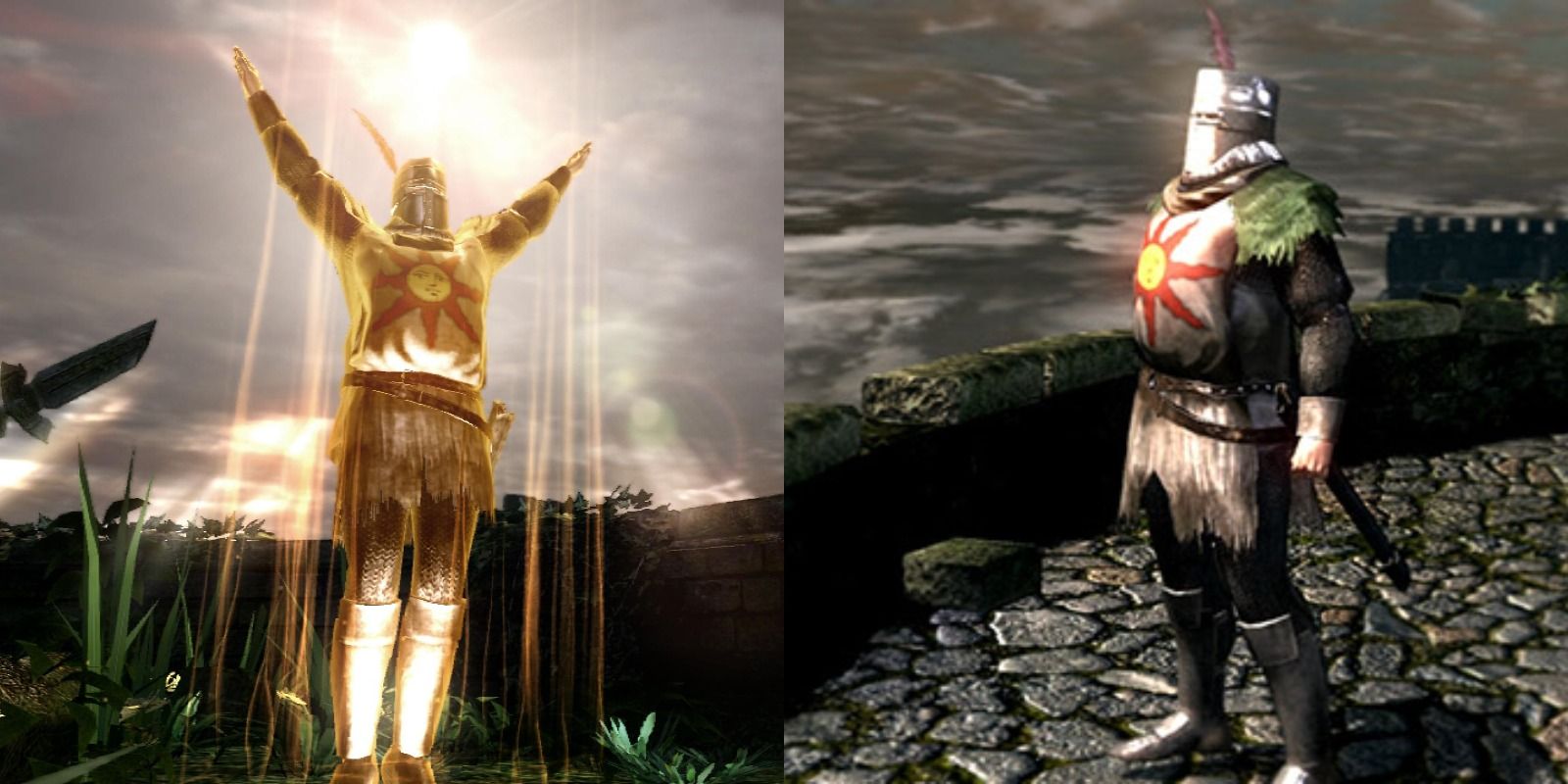 Solaire in Dark Souls doing his famous pose