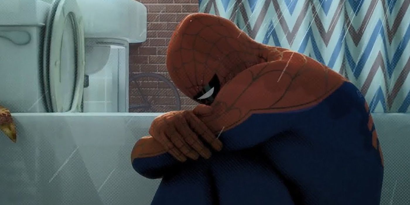 Spider-Man Crying in Into the Spider-Verse