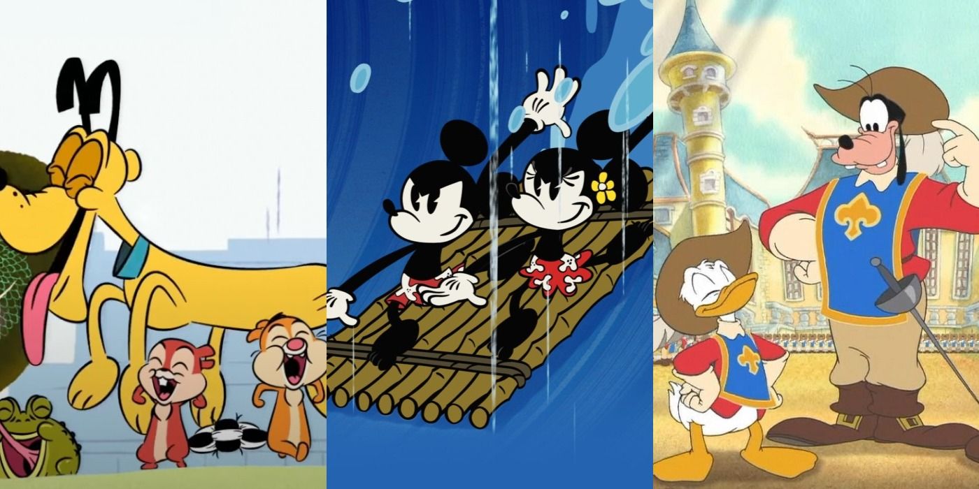 Spilt image of Pluto, Chip and Dale, Mickey and Minnie and Donald and Goofy