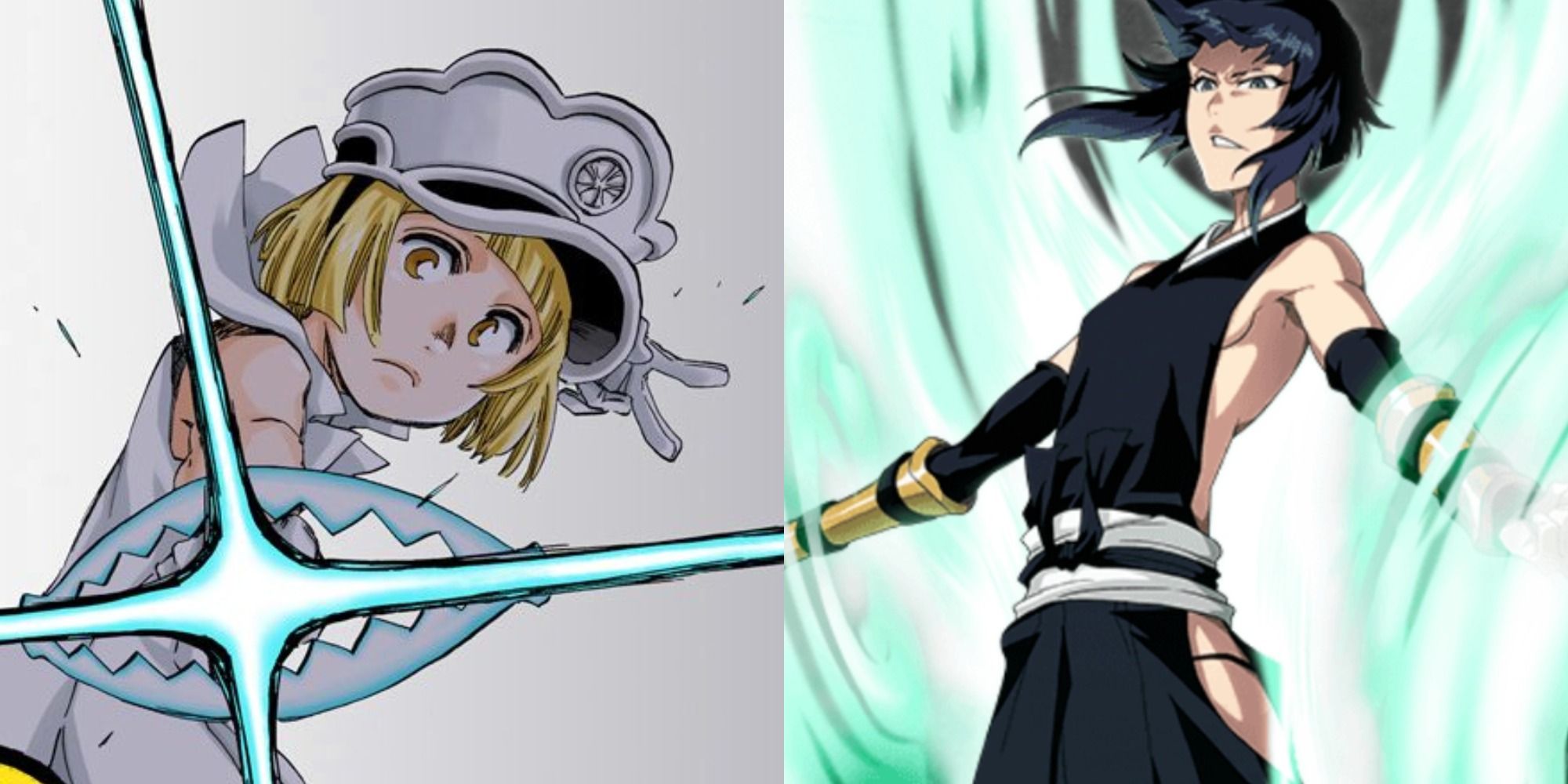 Split image of Liltotto Lamperd and Sui Feng in Bleach
