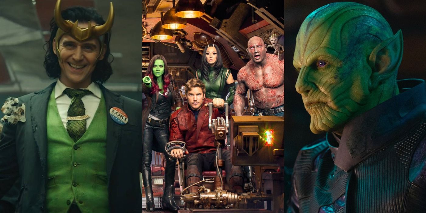 Split image of Loki, the Guardians and the Skrulls MCU Feature