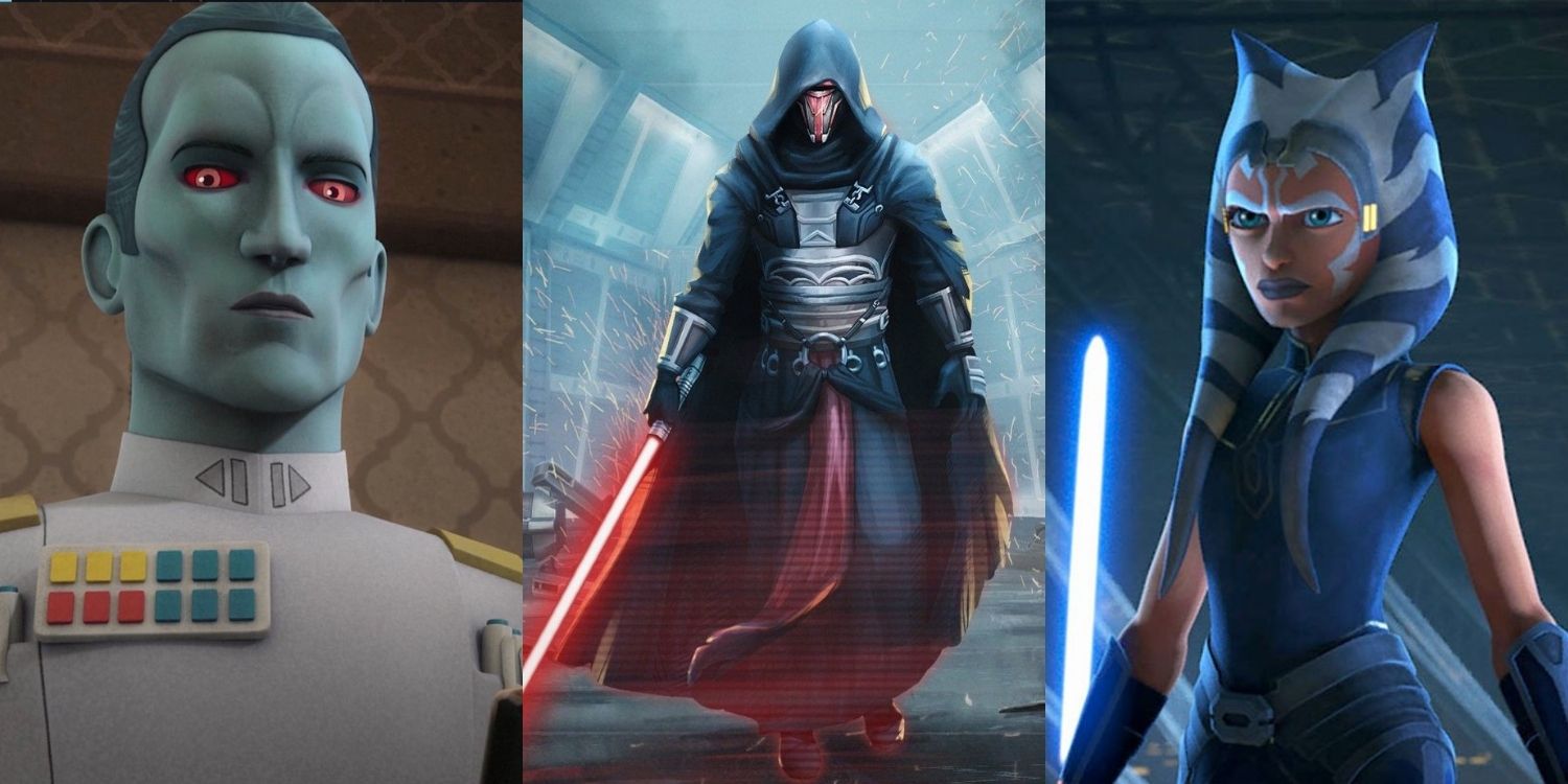 Feature Image for Star Wars Characters Not in the Movies featuring Thrawn, Revan, and Ashoka