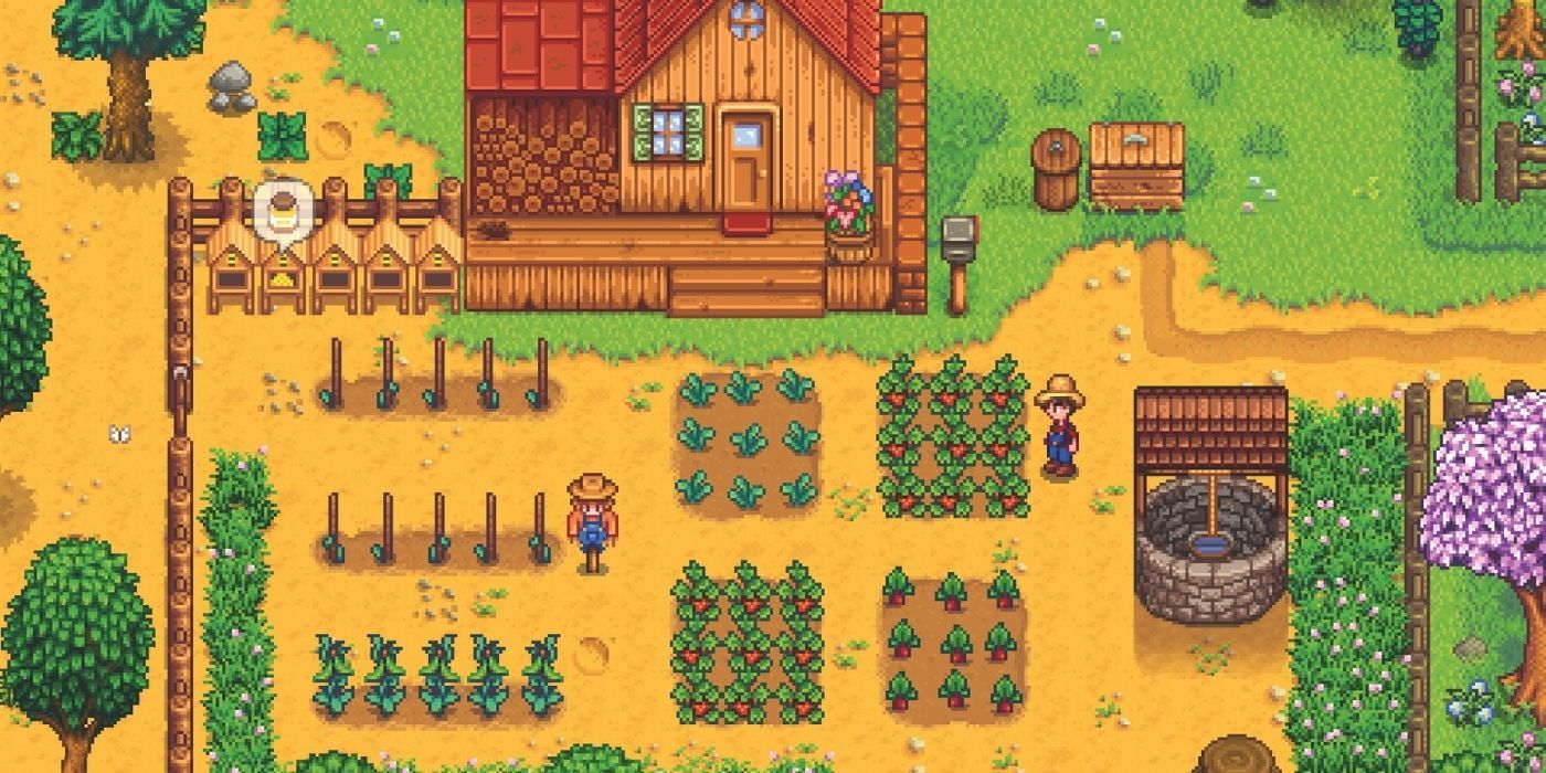 A farm full of crops in Stardew-Valley