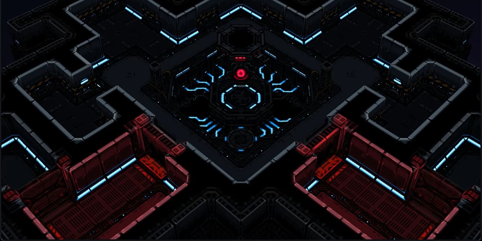 A dark Starmancer base glows red