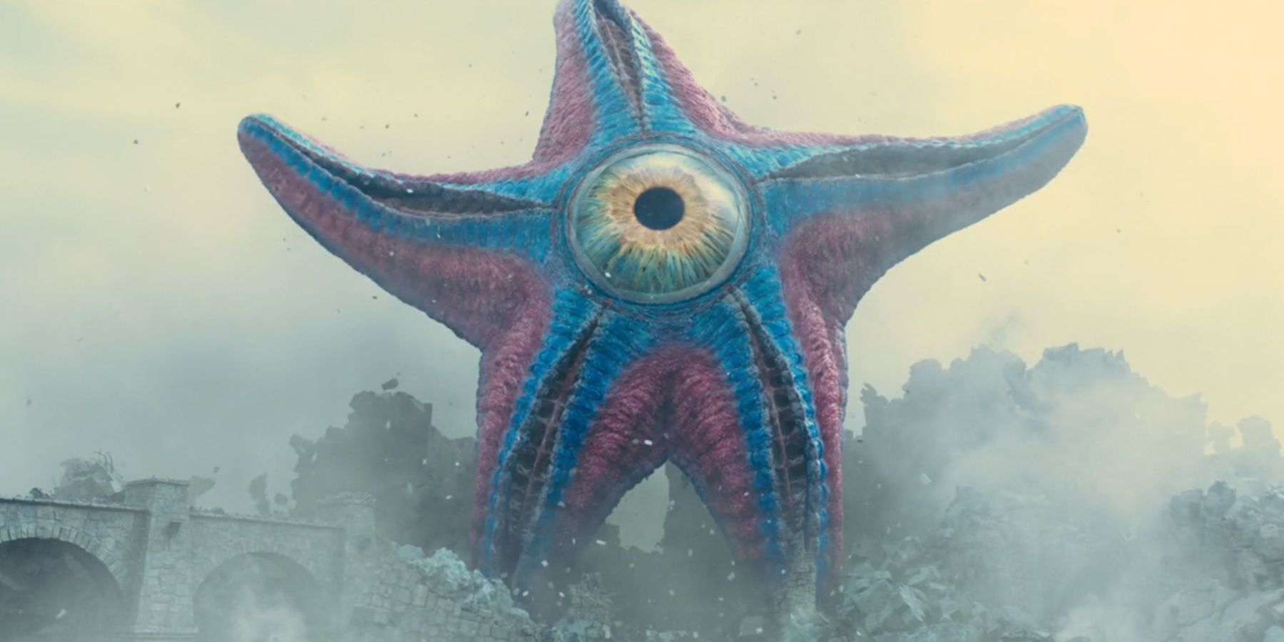 Starro the Conquerer breaking out of Jotunhein in James Gunn's The Suicide Squad.