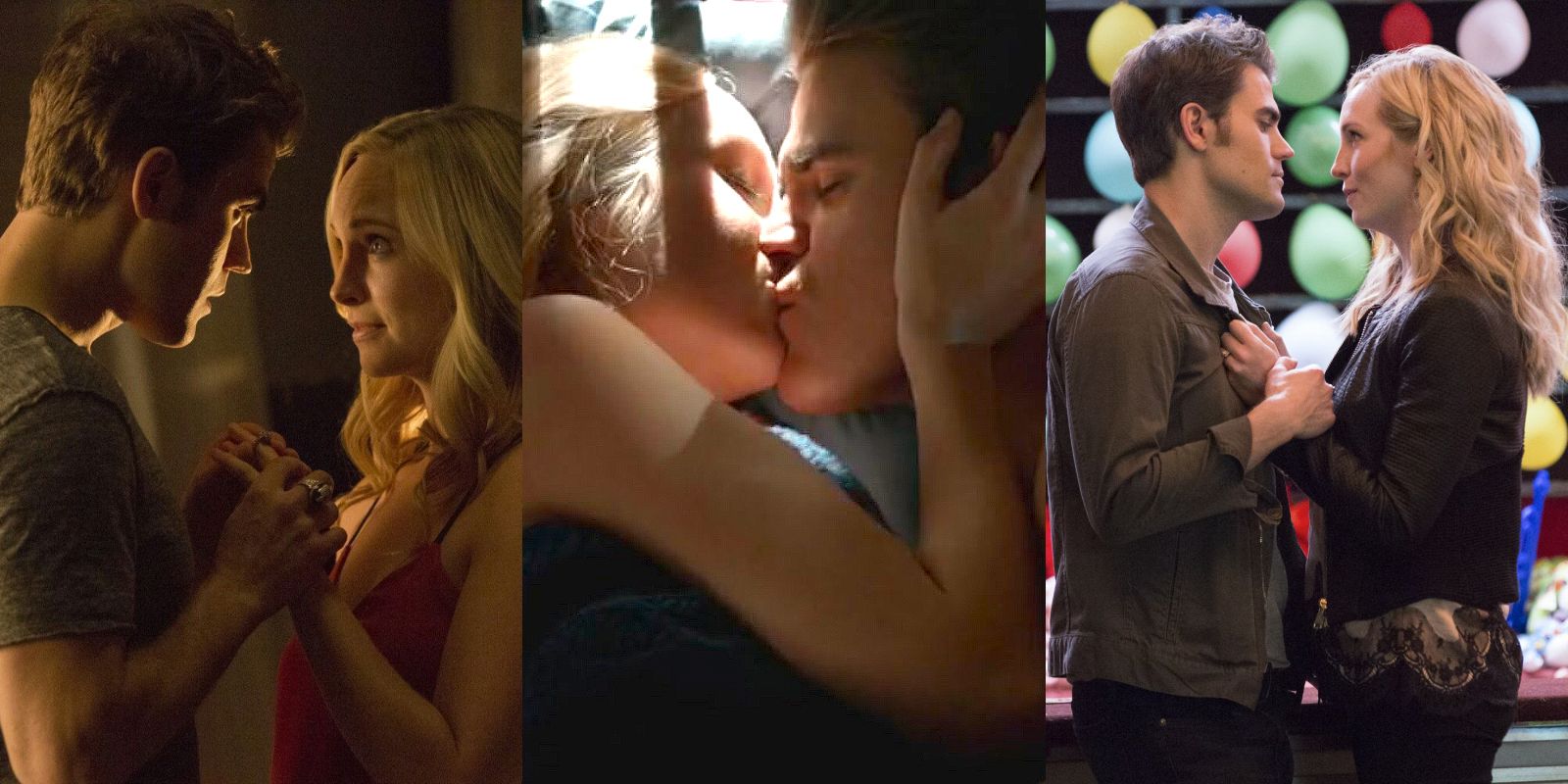 Split image of Stefan and Caroline in The Vampire Diaries.