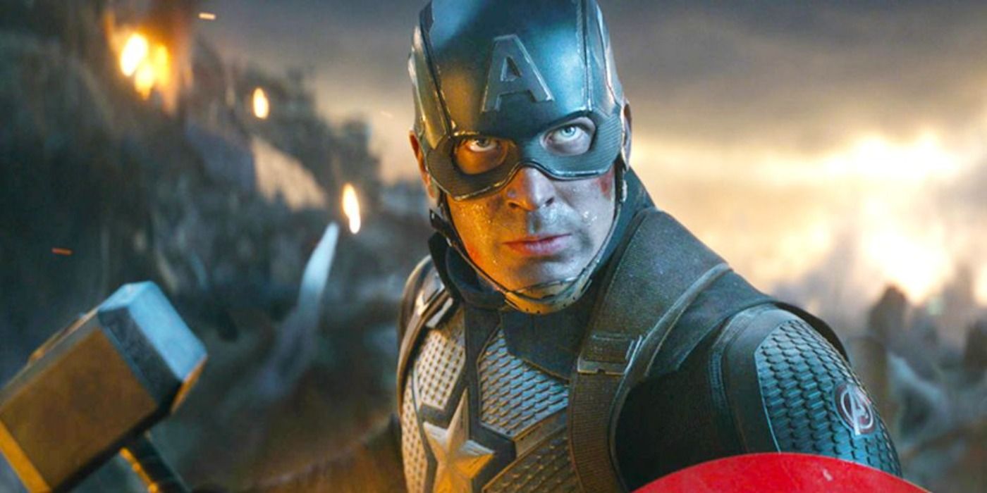 Steve Wielding Mjolnir in Avengers Endgame