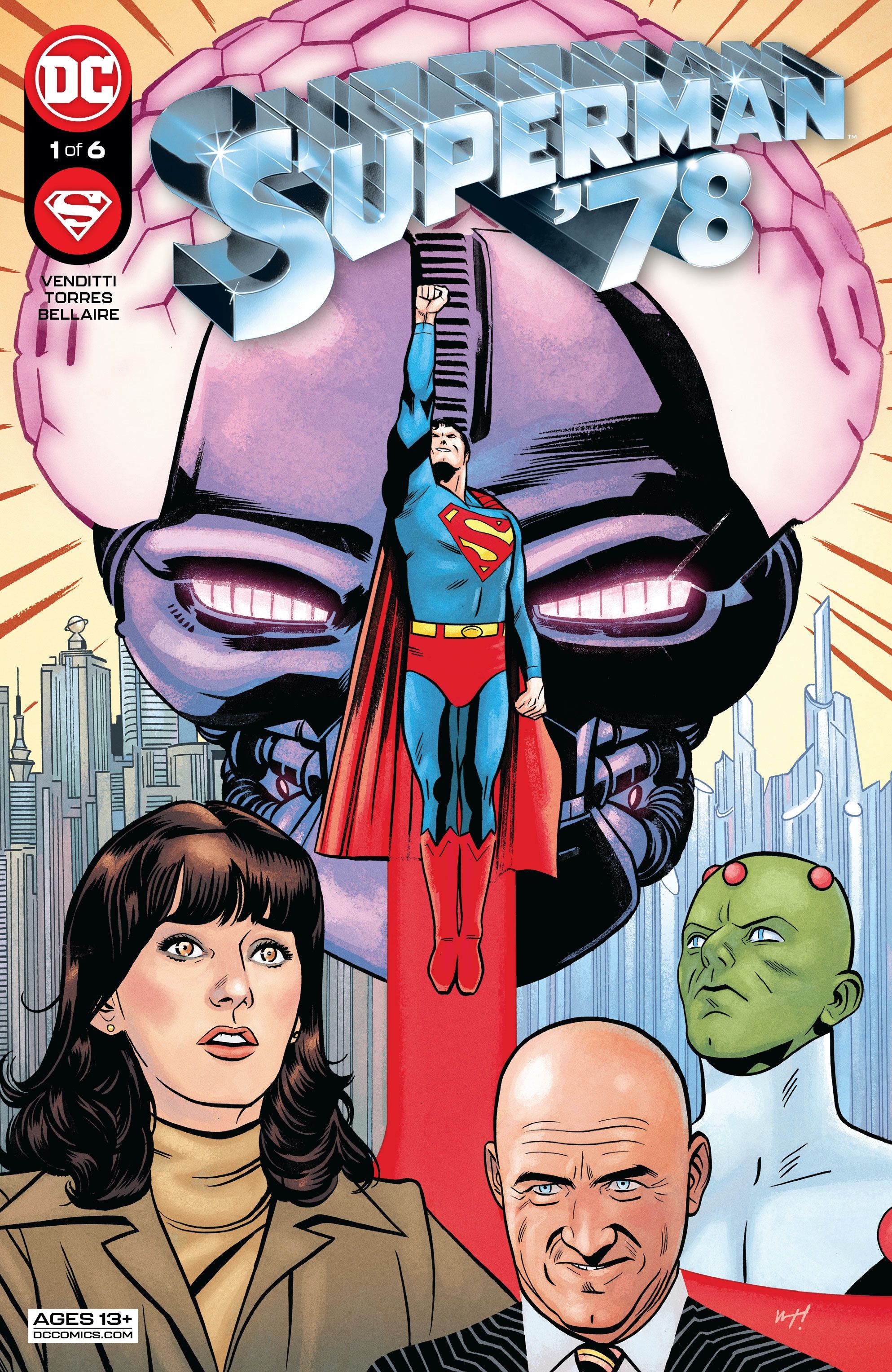 Superman 78 #1 Cover, featuring Superman, Luthor, Lois and Brainiac