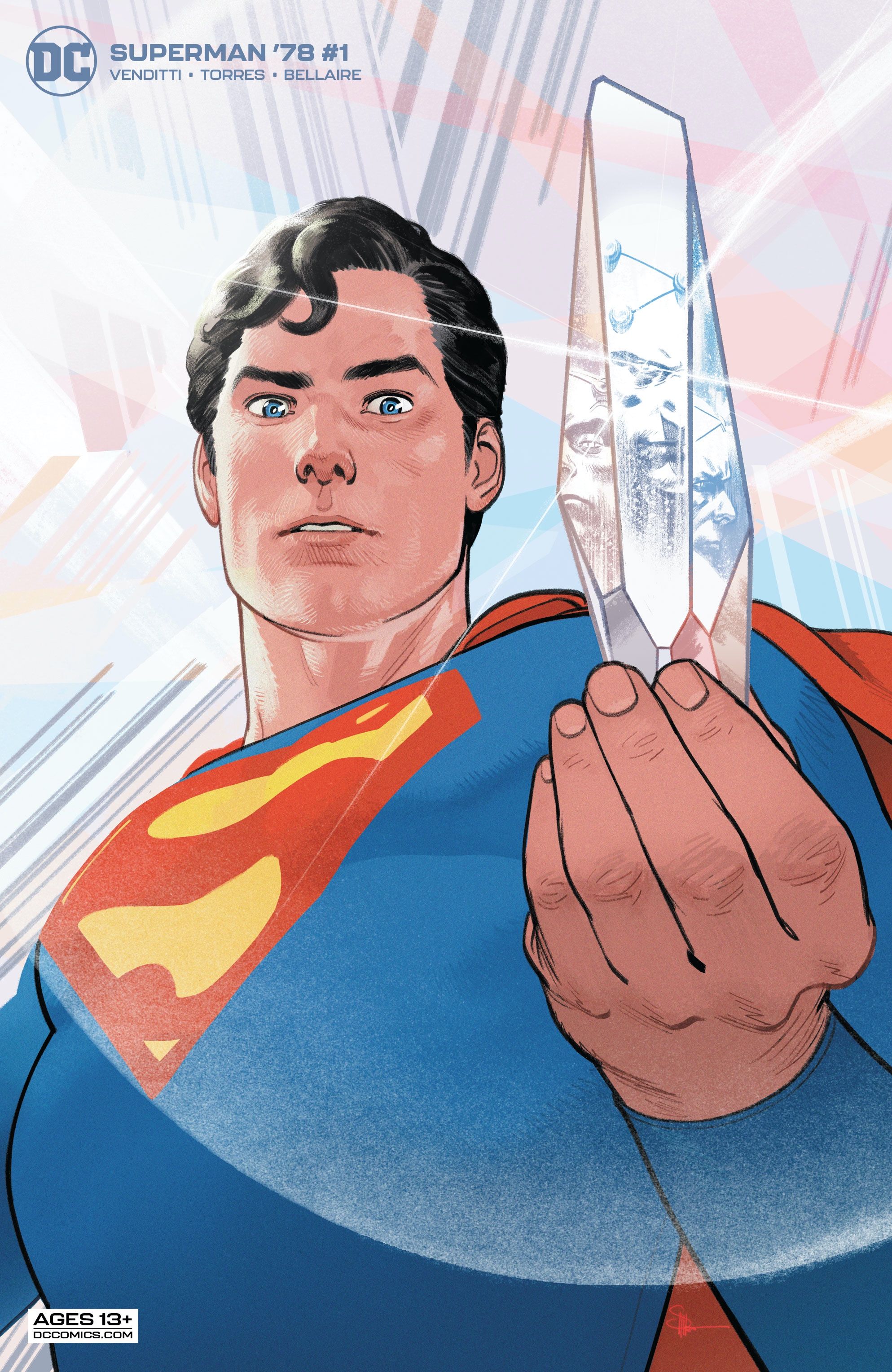 Superman 78 Cover featuring Superman holding a shard of the Fortress of Solitude