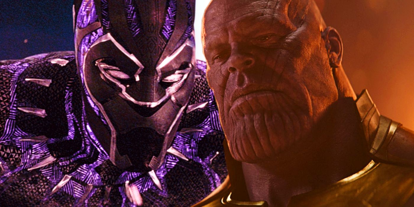 T&rsquo;Challa in Black Panther and Thanos in Infinity War
