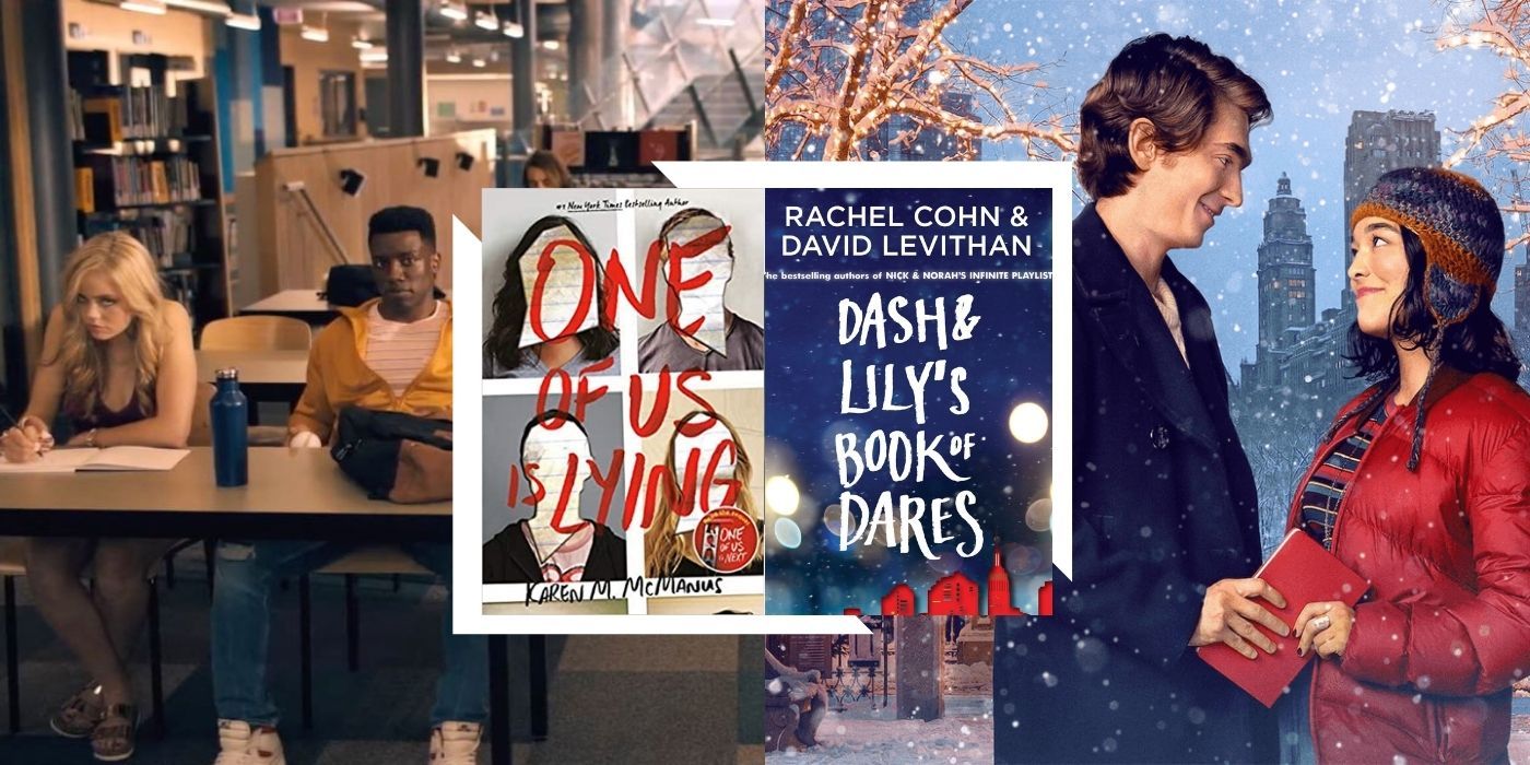 Split Image: One of Us Is Lying book cover and show promo picture, Dash and Lily cover and promo picture