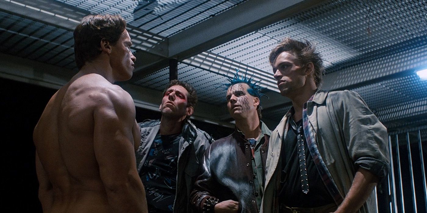The Terminator confronts three punks in an observatory