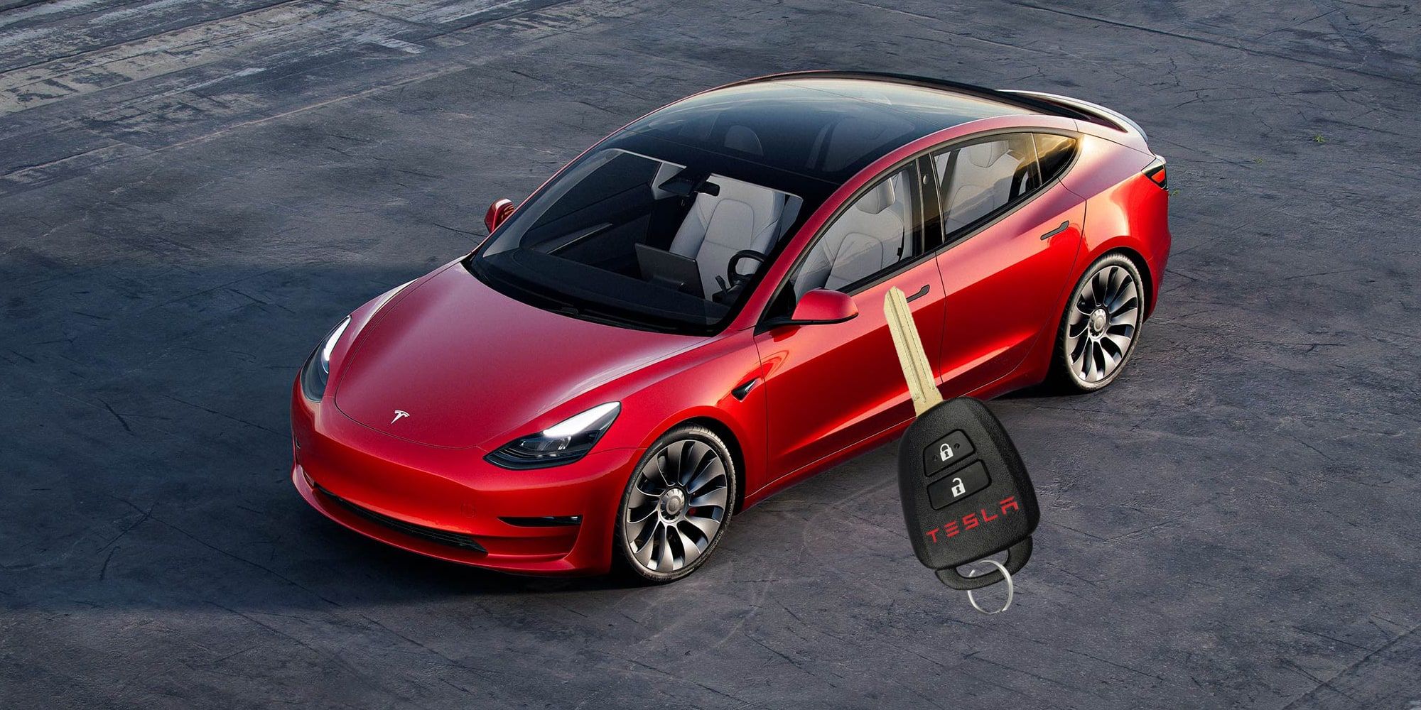 Tesla Model 3 With Rendered Physical Key