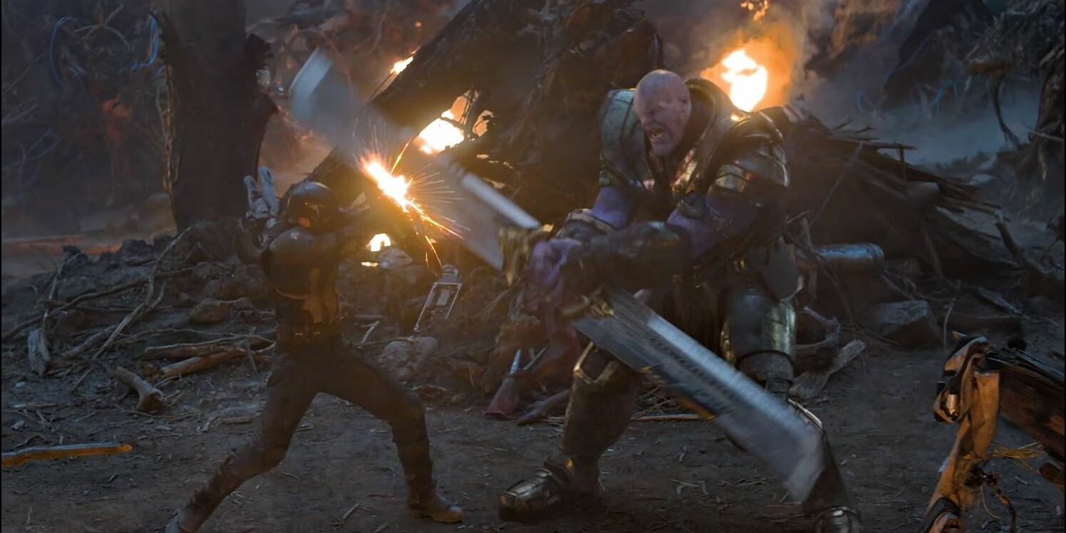 Thanos fights Captain America in Avengers Endgame