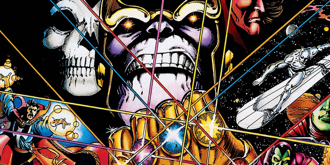 Thanos with the Infinity Gauntlet in Marvel's Infinity Trilogy.