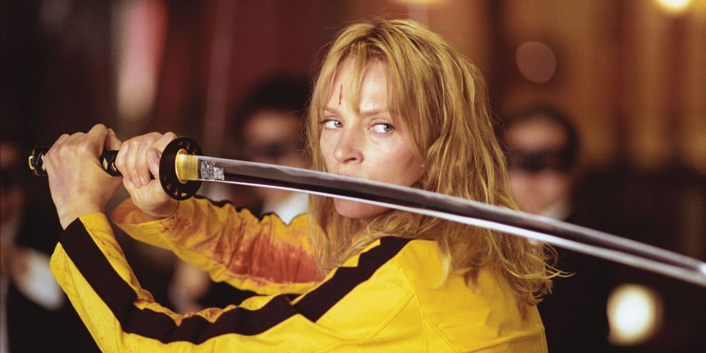 The Bride fighting with a sword in Kill Bill.