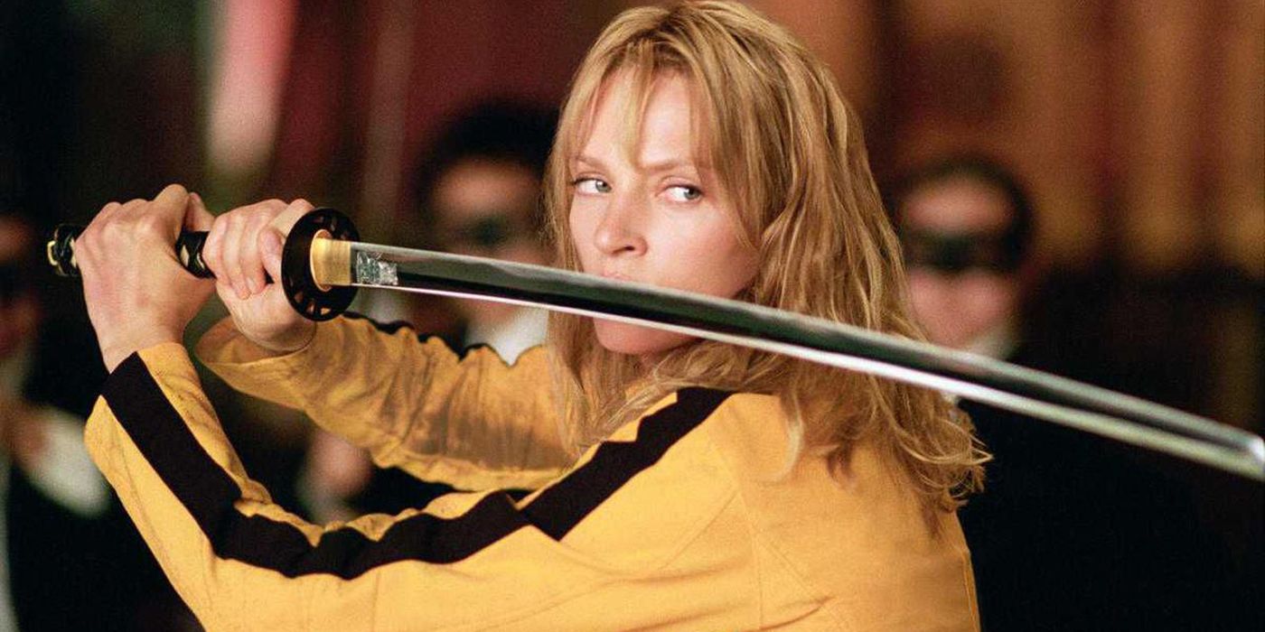 The Bride holding a sword in Kill Bill.