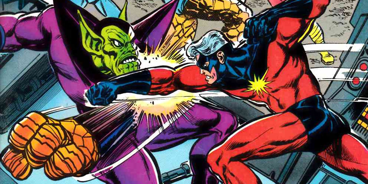 The Kree battling the Skrulls in Avengers comics.