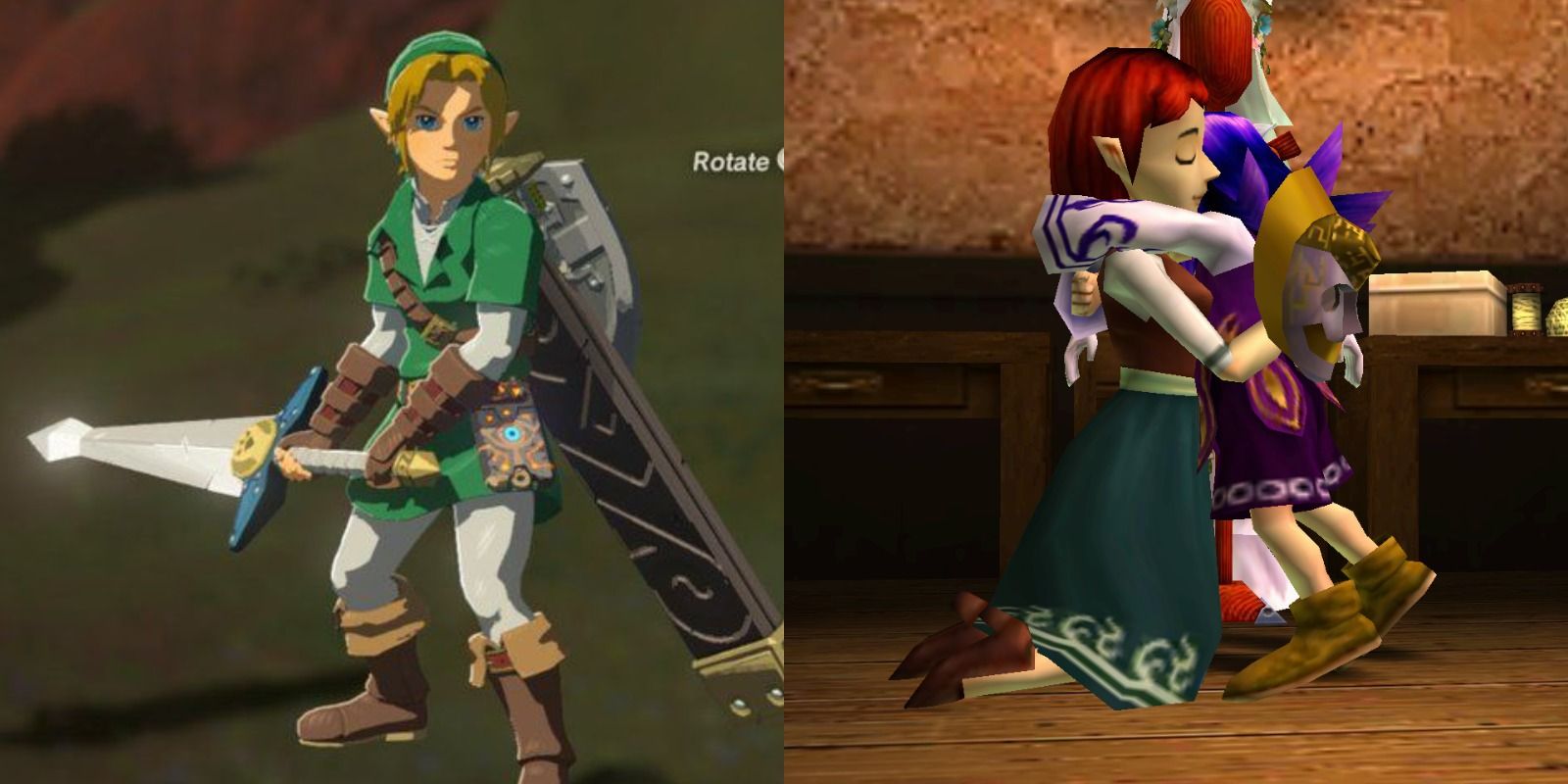 Split image of Link with two secret items