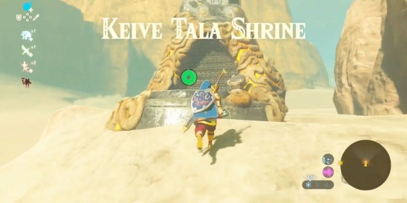 Link arriving at Keive Tala Shrine in Breath of the Wild